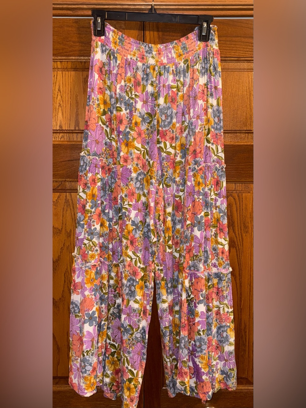 Angie Wide Leg Floral Pants in Pink, Purple, Yellow, Blue